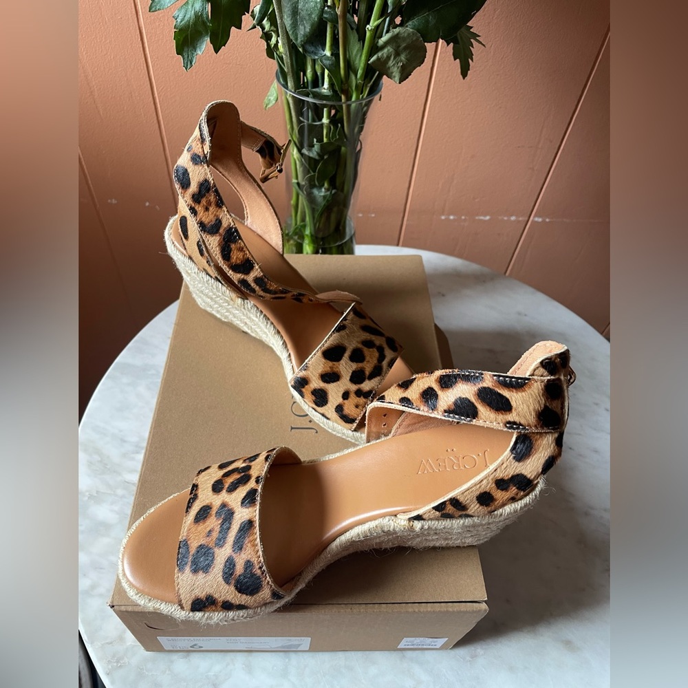 NWT Brand New with tags J Crew Factory Calfhair espadrille wedge sandals - Picture 8 of 11